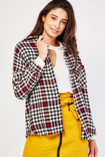 Raw Edge Houndstooth Overshirt