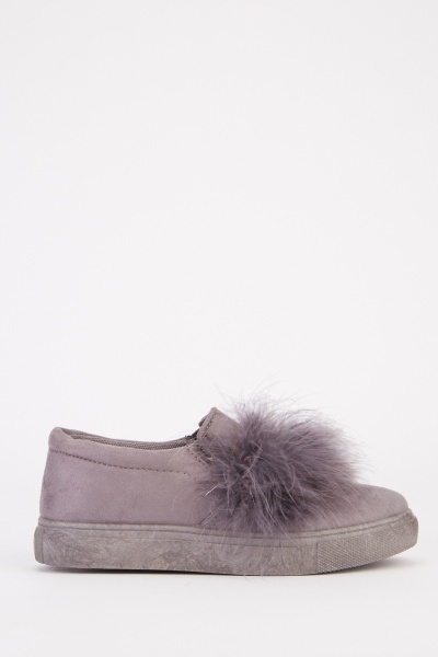 Fur Trim Suedette Plimsolls