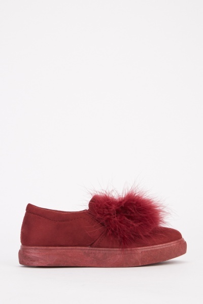 Fur Trim Suedette Plimsolls