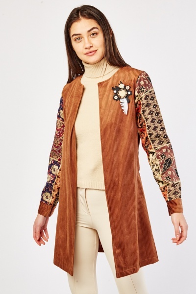 Tapestry Pattern Sleeve Cord Jacket