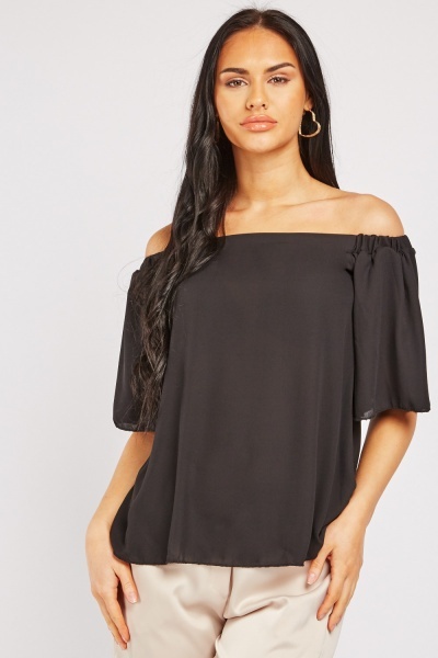 Off Shoulder Chiffon Blouse