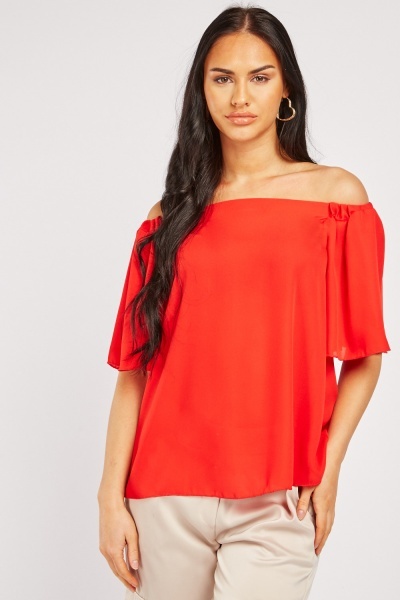 Off Shoulder Chiffon Blouse