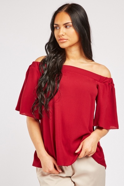 Off Shoulder Chiffon Blouse