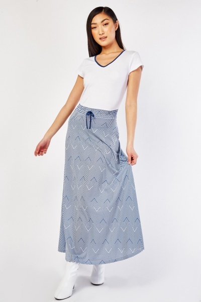 Zig-Zag Printed Attached Skirt Dress