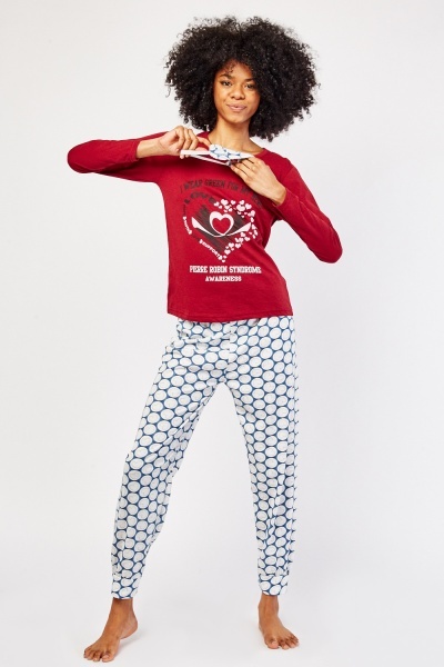 Love Heart Print Pyjama Set