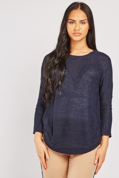 Sheer Textured Knit Sweater