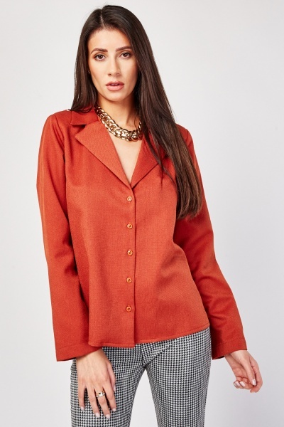 Lapel Front Textured Blouse