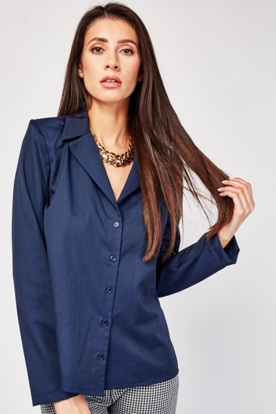 Lapel Front Textured Blouse