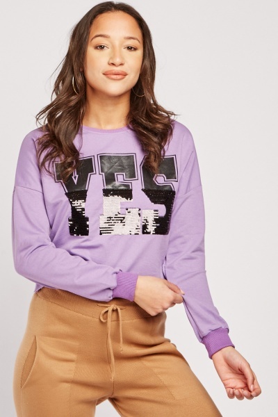 Sequin Logo Contrast Sweatshirt