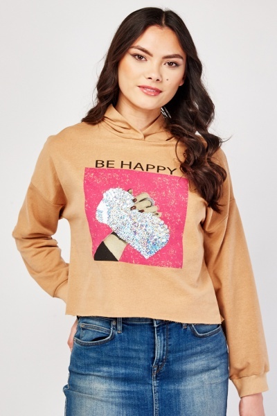 Sequin Fashion Print Hoodie