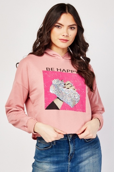 Sequin Fashion Print Hoodie