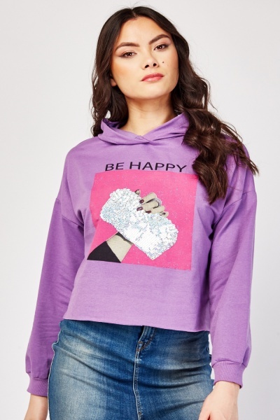 Sequin Fashion Print Hoodie