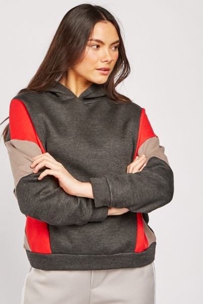Contrasted Colour Block Hoodie