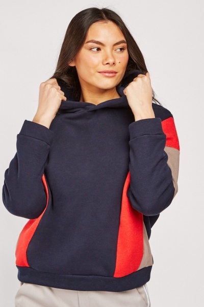 Contrasted Colour Block Hoodie