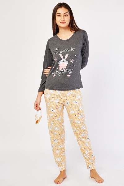 Bunny Rabbit Print Pyjama Set