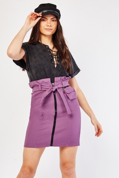 Paperbag Waist Mini Skirt