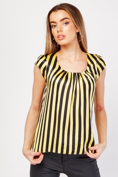 Cap Sleeve Vertical Striped Top