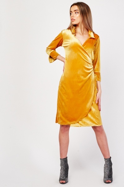 Velveteen Midi Wrap Dress