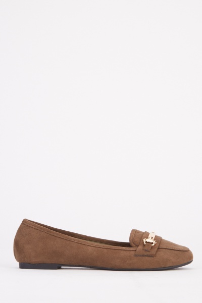Flat Suedette Detailed Loafers