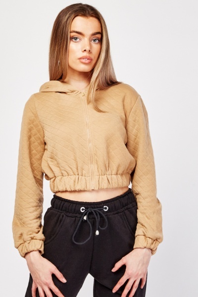 Diamond Quilted Hooded Crop Jacket