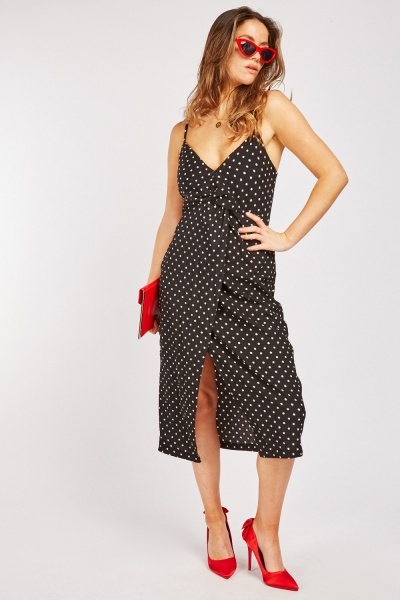 Knotted Low Plunge Midi Dress