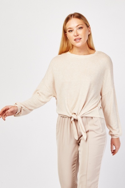 Speckled Tie Up Long Sleeve Top