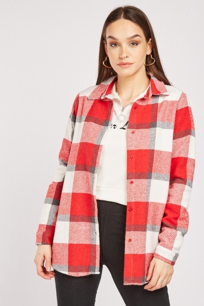 Button Front Plaid Overshirt