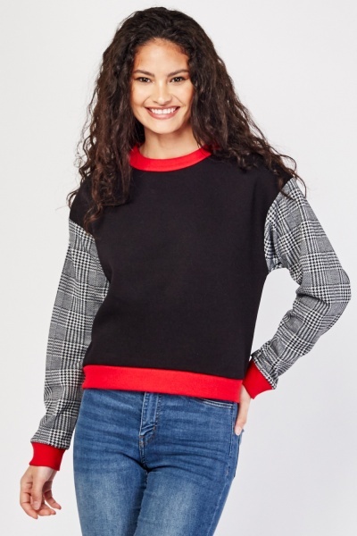 Glencheck Sleeve Sweatshirt