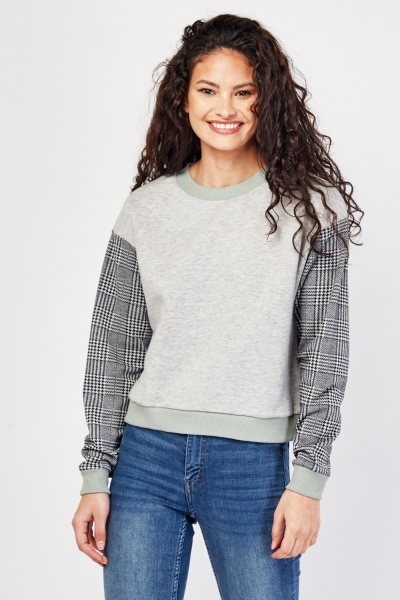 Glencheck Sleeve Sweatshirt