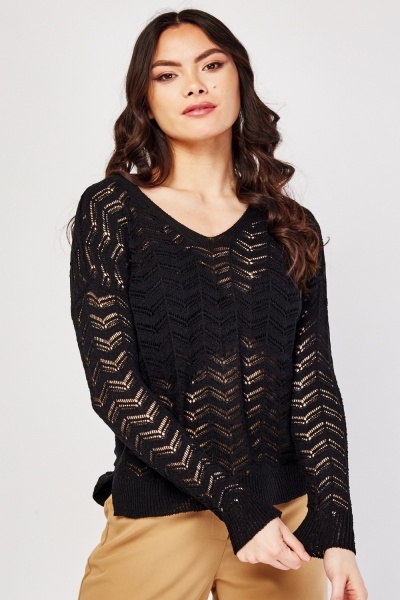 Zig Zag Sheer Knit Jumper