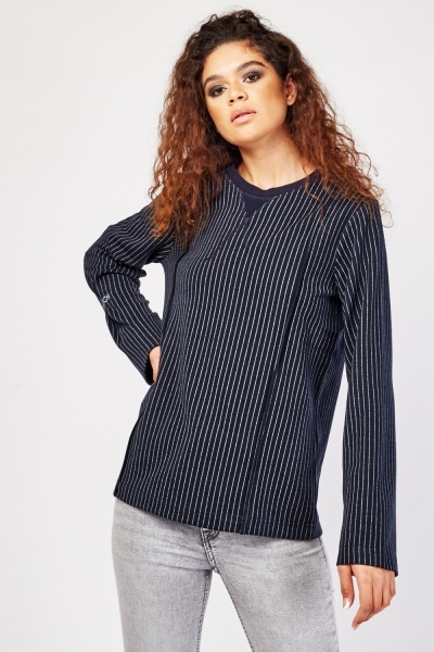 Pinstriped Casual Sweatshirt