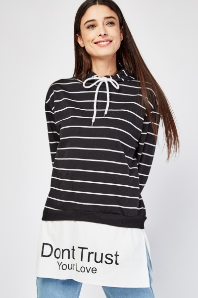 Horizental Striped Casual Hoodie