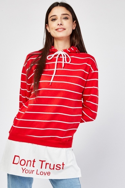 Horizental Striped Casual Hoodie