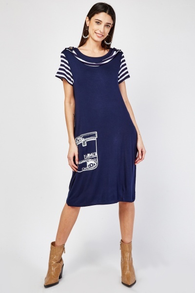 Striped Contrast Shift Dress