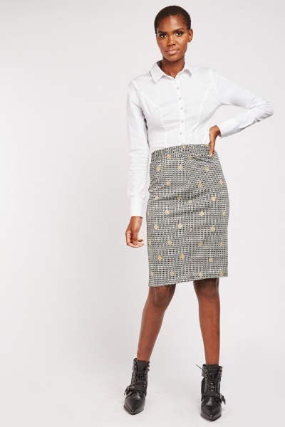 Houndstooth Pattern Lurex Skirt