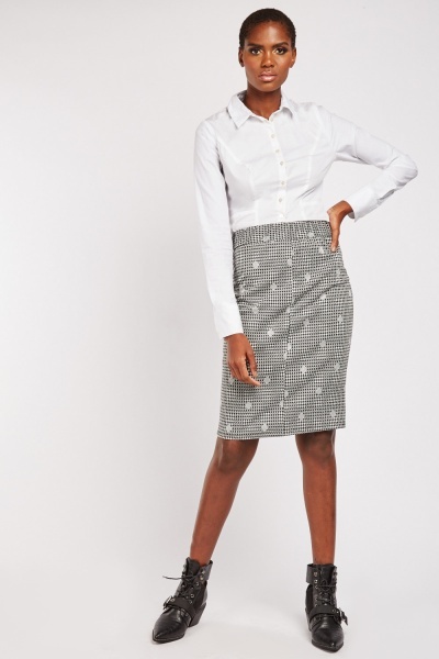 Houndstooth Pattern Lurex Skirt