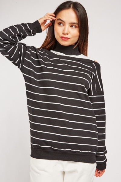 Cut Out Striped Sweatshirt