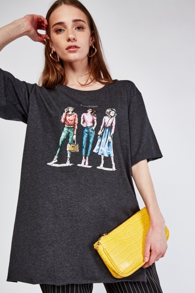 Fashion Print Oversized T-Shirt