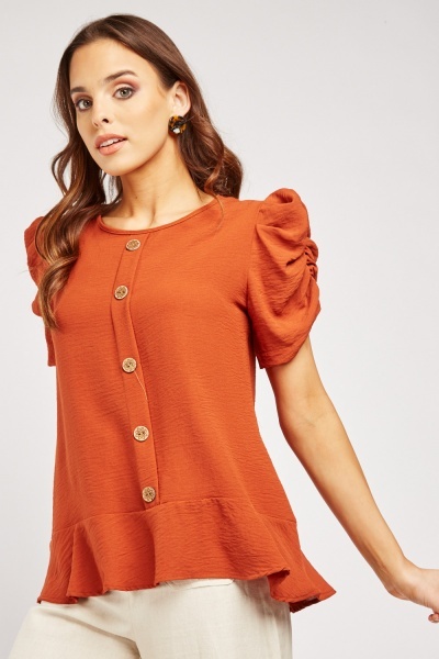 Gathered Short Sleeve Blouse