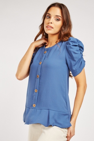 Gathered Short Sleeve Blouse