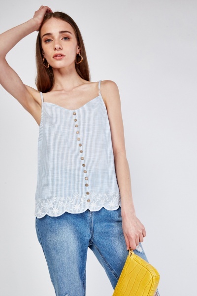 Anglaise Broderie Scallop Hem Top