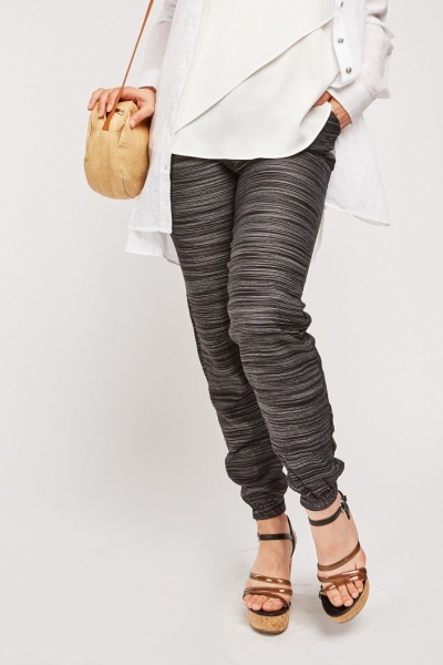 Striped Panel Stretchy Trousers