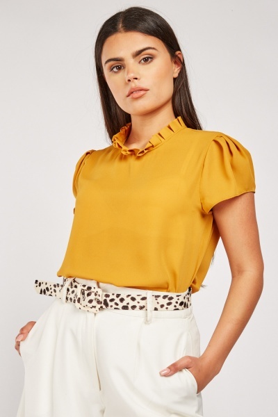 Frilly Neck Sheer Top