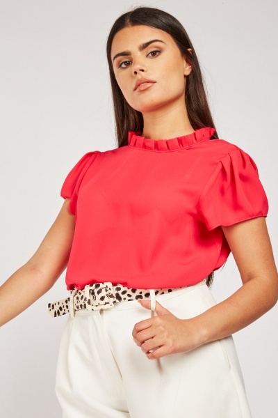 Frilly Neck Sheer Top