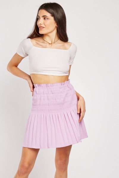 Shirred Waist Mini Skirt