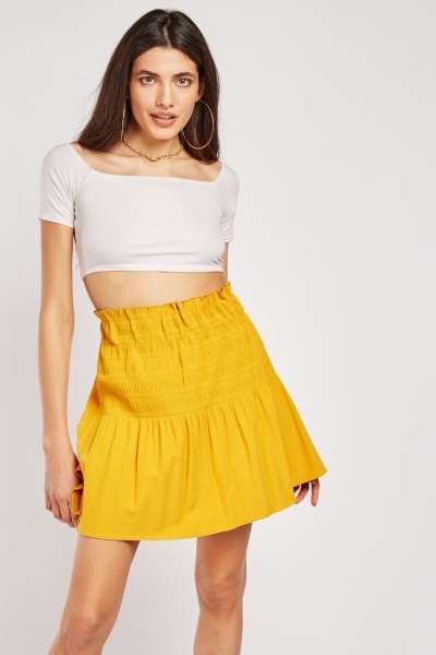 Image of Shirred Waist Mini Skirt