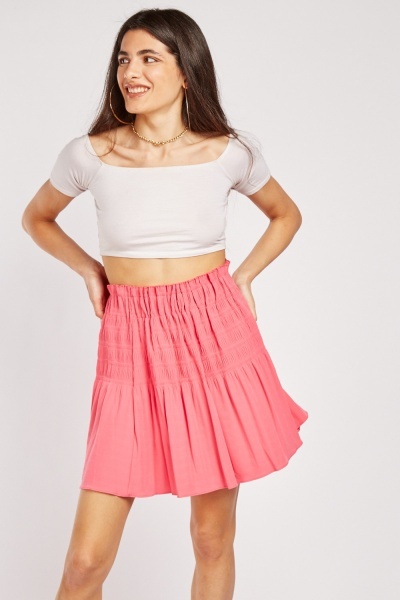 Shirred Waist Mini Skirt