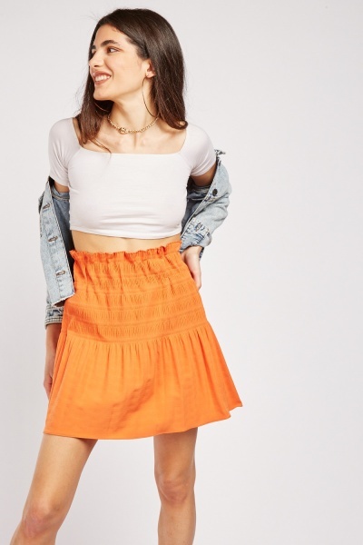 Shirred Waist Mini Skirt