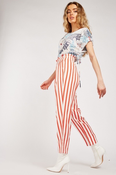 Vertical Striped Tapered Trousers