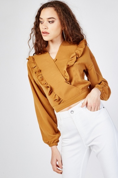 Ruffle Wrap Crop Top